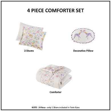 Girls Urban Habitat Kids Thea Floral Reversible Cotton Comforter Set with Throw Pillow