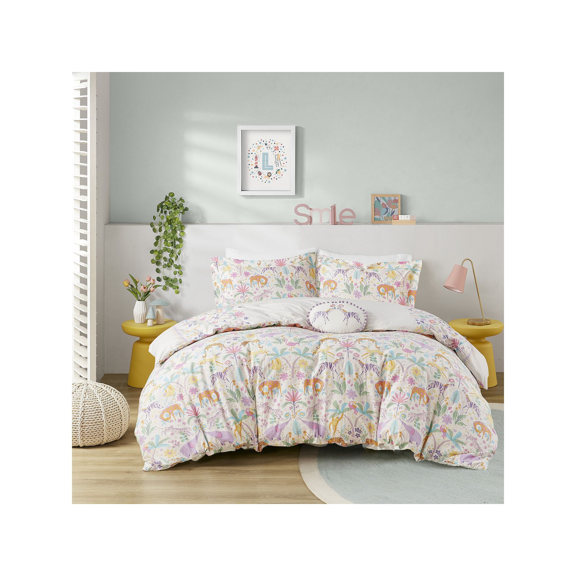 Intelligent Design Thea Floral Reversible Cotton Duvet Cover Set with Throw