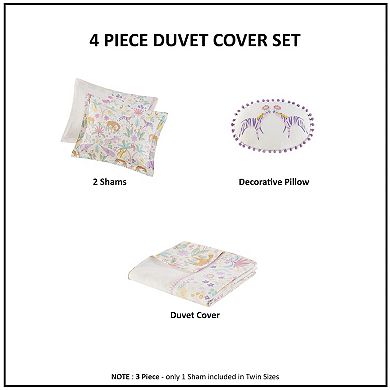 Intelligent Design Thea Floral Reversible Cotton Duvet Cover Set with Throw Pillow