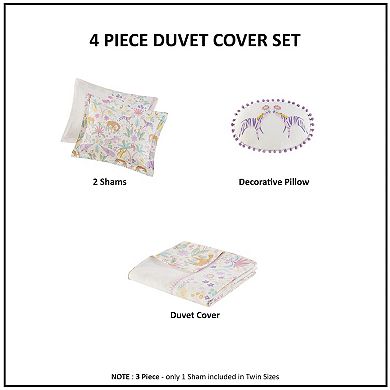 Girls Urban Habitat Kids Thea Floral Reversible Cotton Duvet Cover Set with Throw Pillow