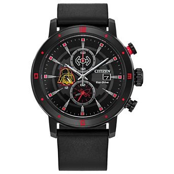 Citizen Eco-Drive Men's Star Wars Darth Vader Black Leather Strap Watch