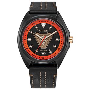 Citizen Eco-Drive Men's Marvel Tony Stark '63 Black Leather Strap Watch