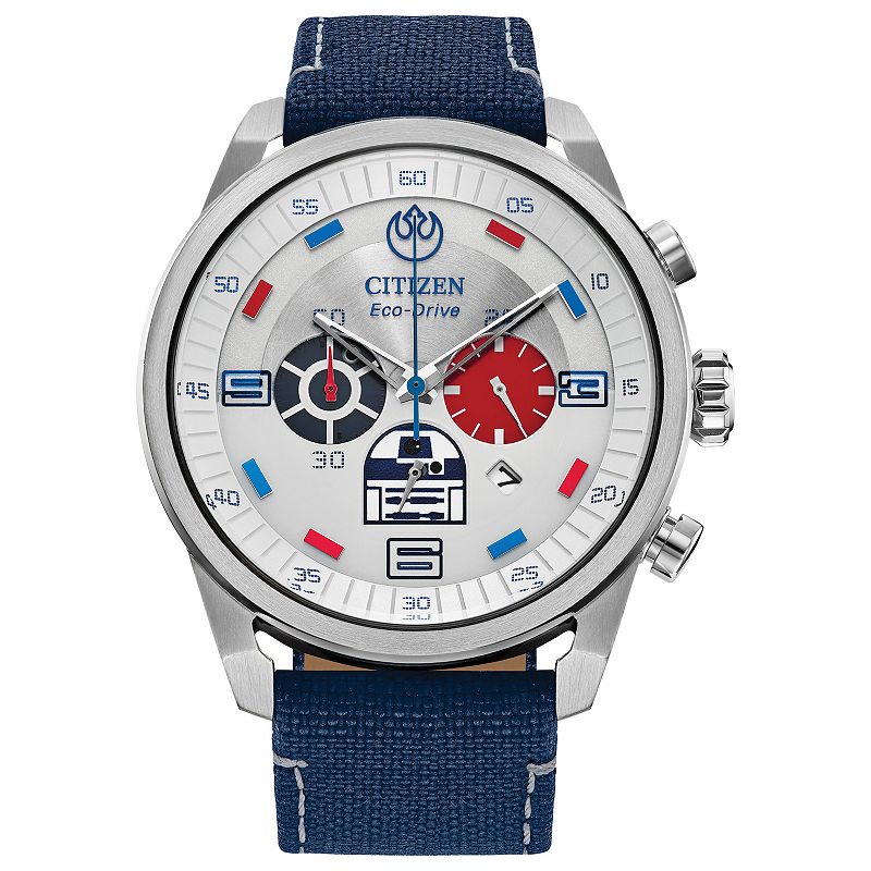 Citizen Men's Star Wars R2-D2 Chronograph Blue Cordura Strap Watch, Size: Large
