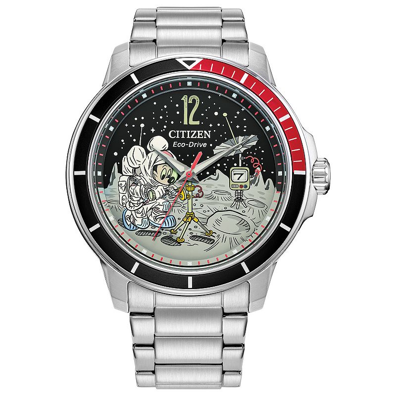 Disney's Mickey Mouse Citizen Eco-Drive Men's Astronaut Stainless Steel Bracelet Watch, Size: Medium, Silver Tone