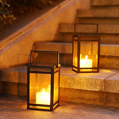 Techko Solar Modern Candle Lantern with Handle