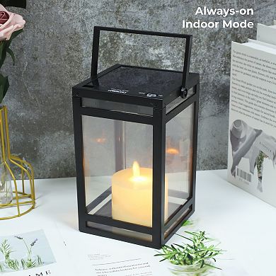 Techko Solar Modern Candle Lantern with Handle