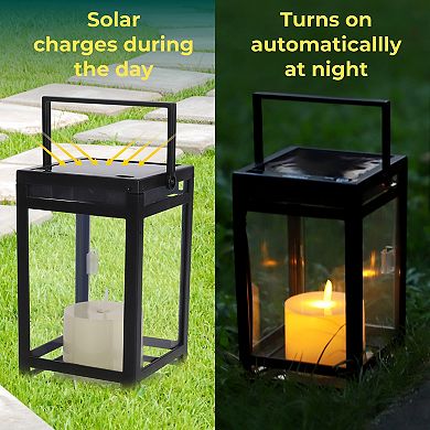 Techko Solar Modern Candle Lantern with Handle