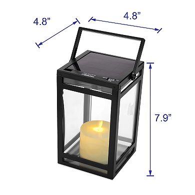 Techko Solar Modern Candle Lantern with Handle