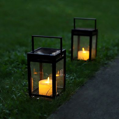 Techko Solar Modern Candle Lantern with Handle