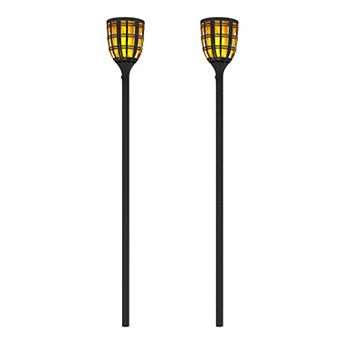 Techko 2 pc Solar-Powered Flickering LED Tiki Torches Set