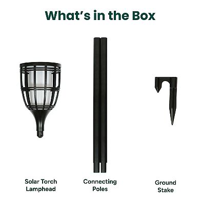 Techko 2-Piece Solar-Powered Flickering LED Tiki Torches Set