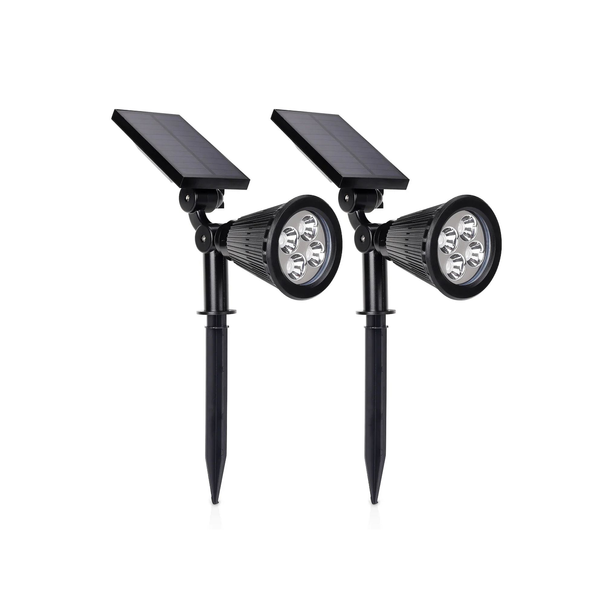 Techko 2-Piece Solar-Powered Pathway Spotlights Set, Black