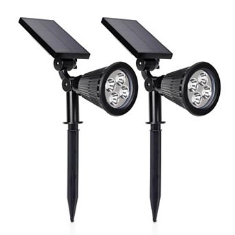 Techko 2 pc Solar-Powered Pathway Spotlights Set