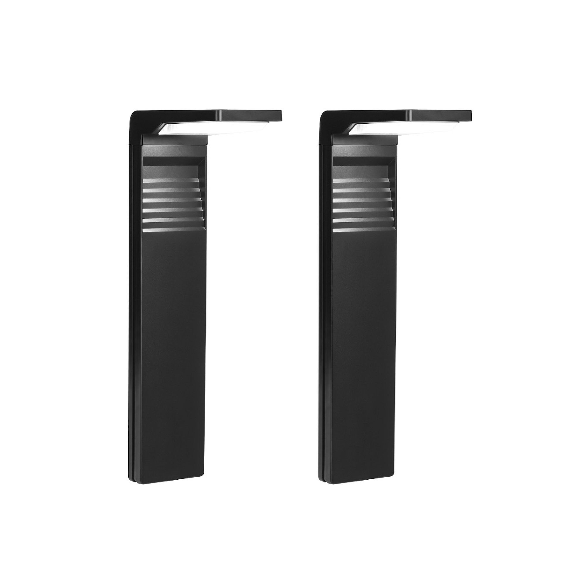 Techko 2-Piece Outdoor Solar-Powered L-Shaped Path Lights Set, Black