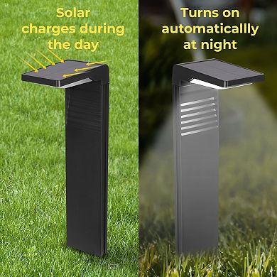 Techko 2-Piece Outdoor Solar-Powered L-Shaped Path Lights Set