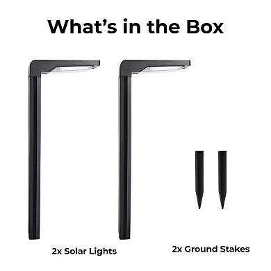 Techko 2-Piece Outdoor Solar-Powered L-Shaped Path Lights Set