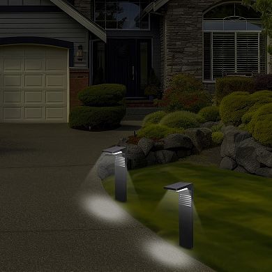 Techko 2-Piece Outdoor Solar-Powered L-Shaped Path Lights Set