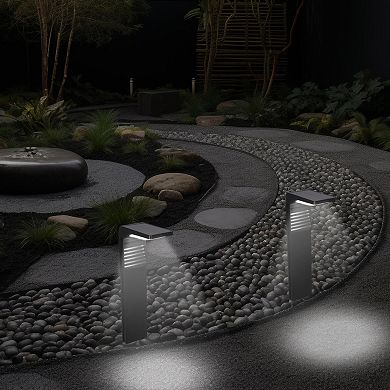 Techko 2-Piece Outdoor Solar-Powered L-Shaped Path Lights Set