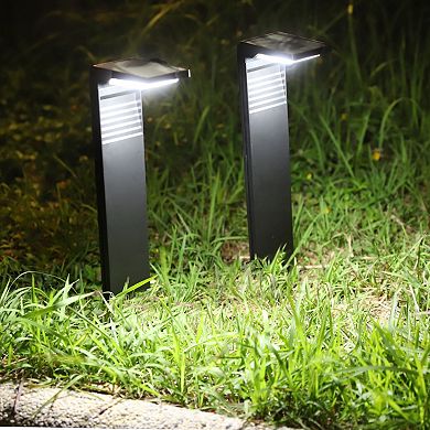Techko 2-Piece Outdoor Solar-Powered L-Shaped Path Lights Set