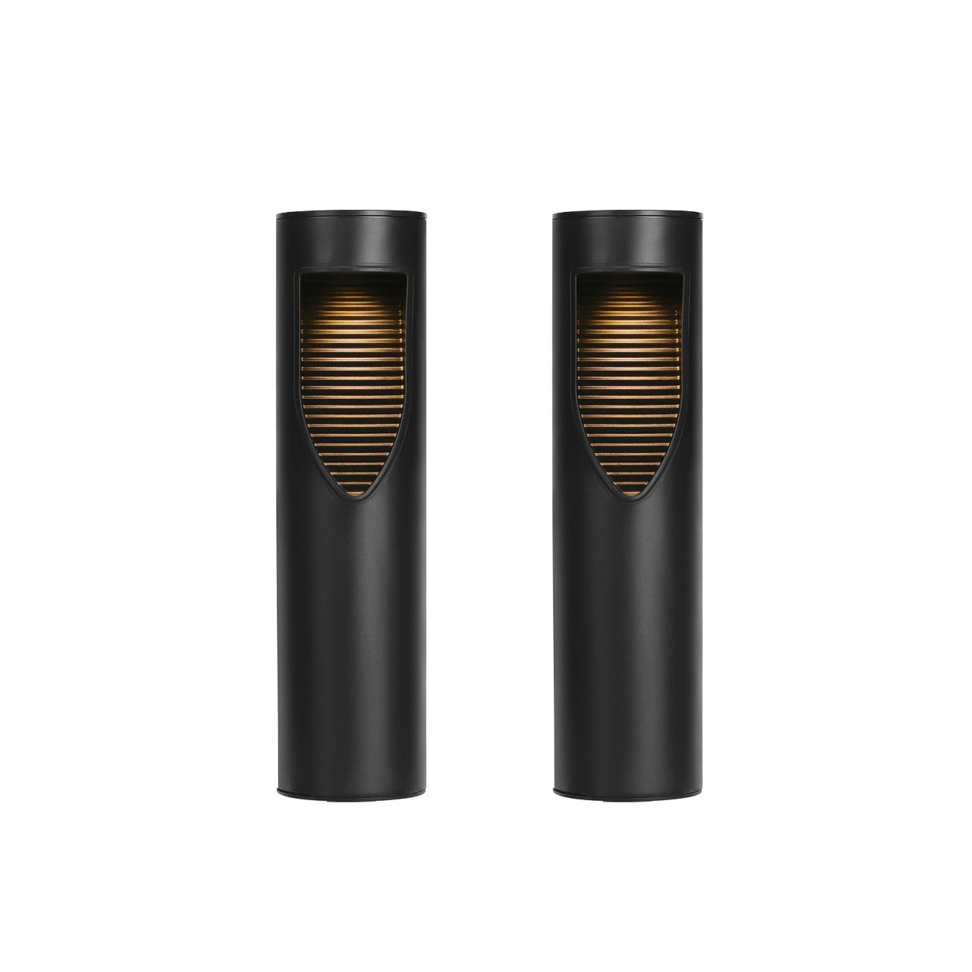 Techko 2-Piece Outdoor Solar-Powered Bollard Path Lights Set, Black