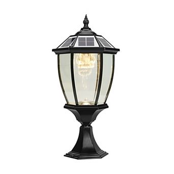 Techko Solar-Powered Vintage Pillar Light with Remote