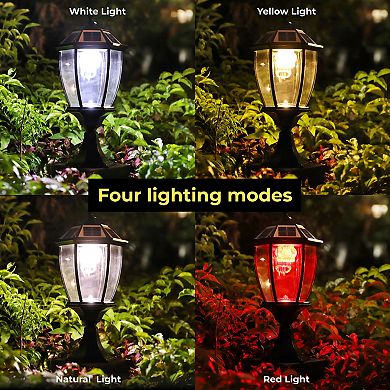 Techko Solar-Powered Vintage Pillar Light with Remote