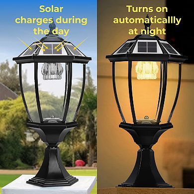 Techko Solar-Powered Vintage Pillar Light with Remote