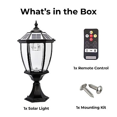 Techko Solar-Powered Vintage Pillar Light with Remote