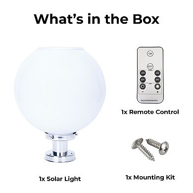 Techko Solar-Powered Sphere Pillar Light with Remote