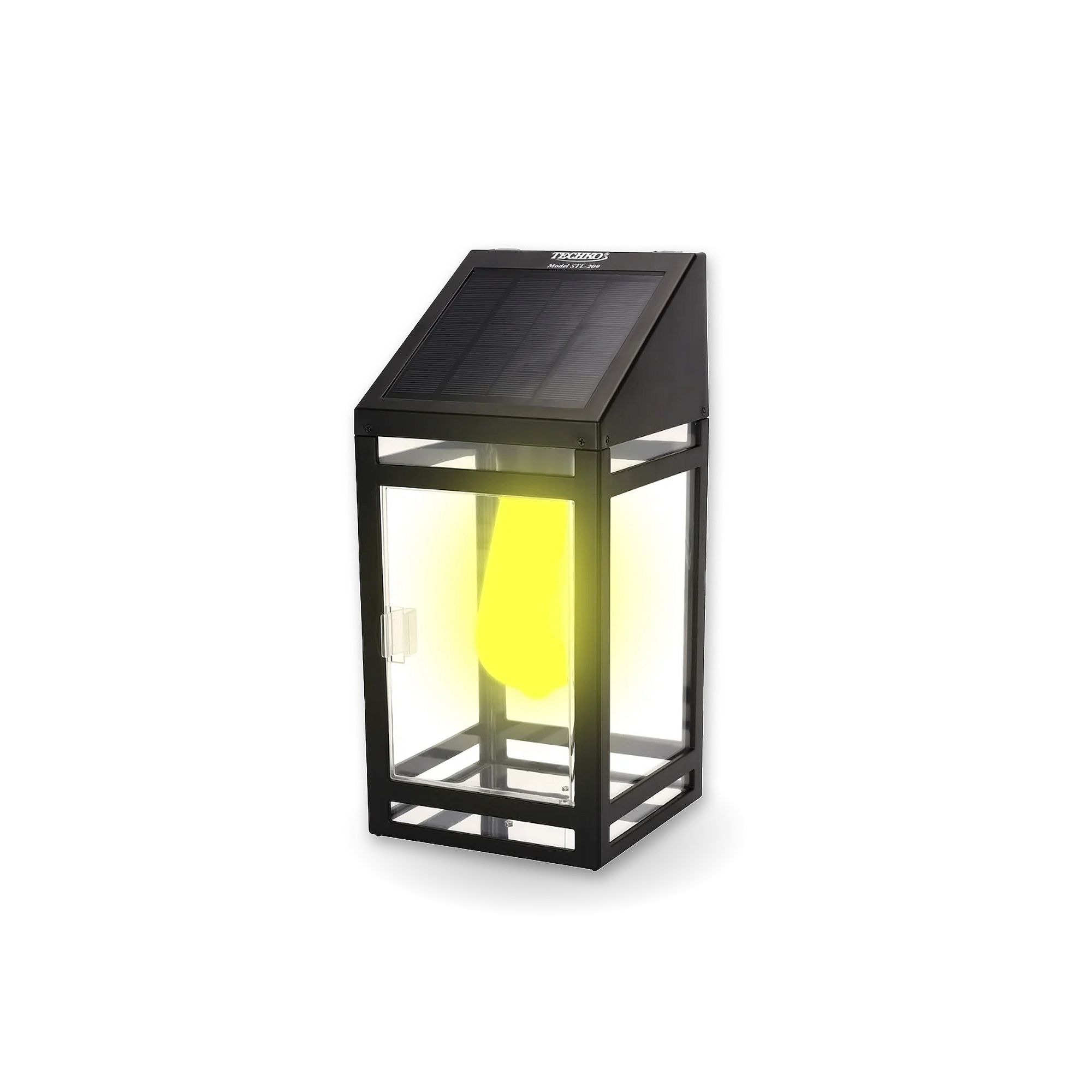 Techko Solar-Powered Wall Lantern, Black