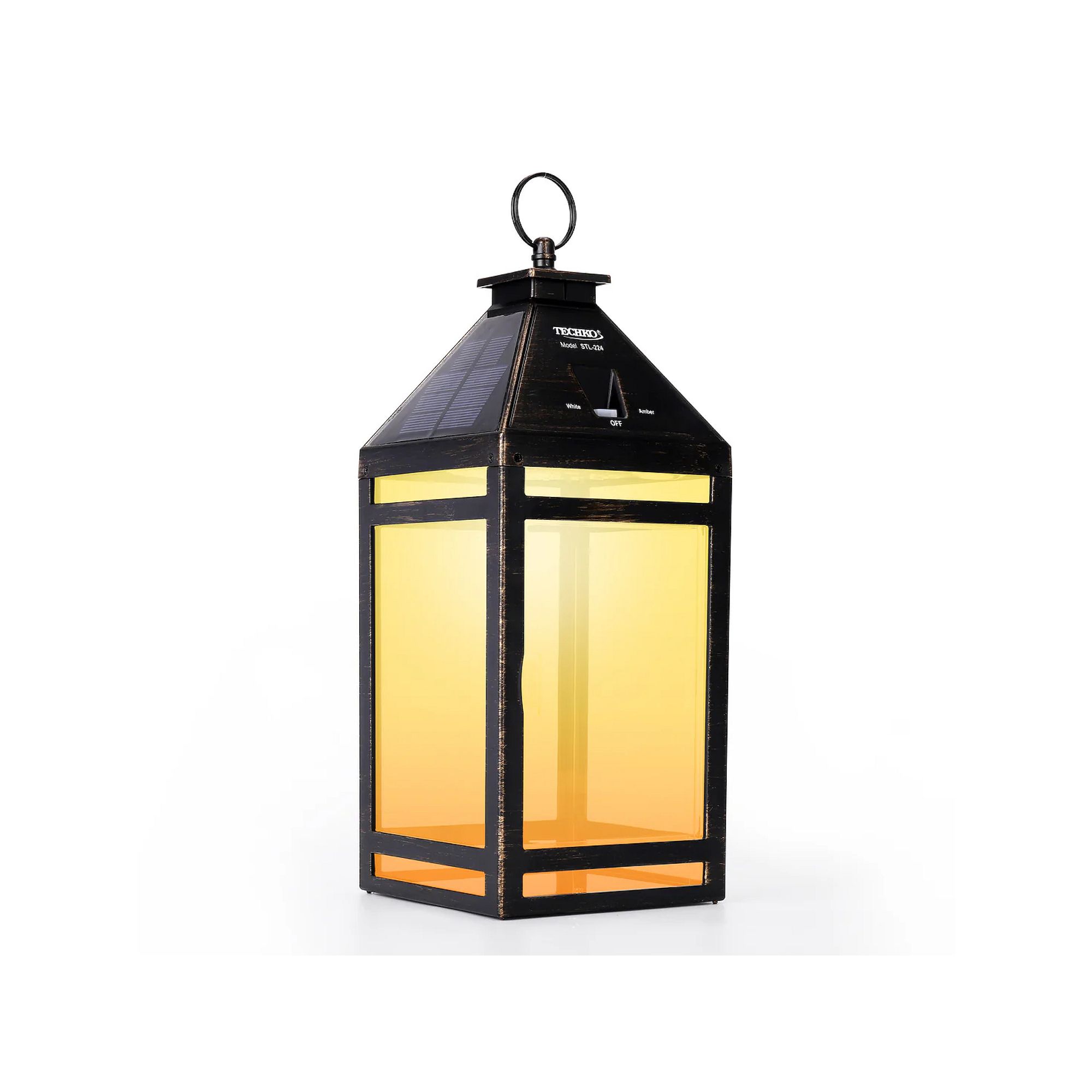 Techko Solar-Powered Portable Hanging Lantern, Black