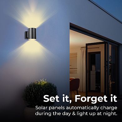 Techko Outdoor Solar-Powered Circular Wall Light Sconce