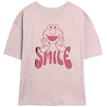 Juniors' Sesame Street Elmo Smile Skimmer Graphic Tee