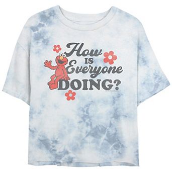 Juniors' Sesame Street Elmo How Is Everyone Doing? Cropped Graphic Tee