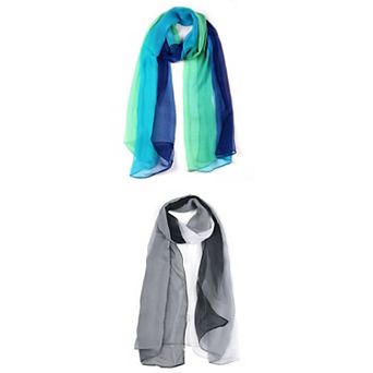 Long Chiffon Lightweight Scarf Gradient Color Scarves Spring Summer For Women