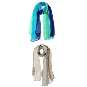 Long Chiffon Lightweight Scarf Gradient Color Scarves Spring Summer For Women