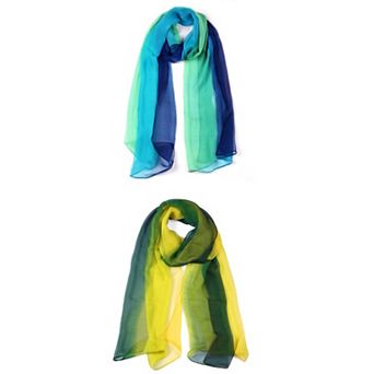 Long Chiffon Lightweight Scarf Gradient Color Scarves Spring Summer For Women