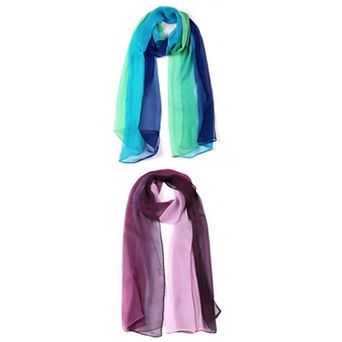 Long Chiffon Lightweight Scarf Gradient Color Scarves Spring Summer For Women