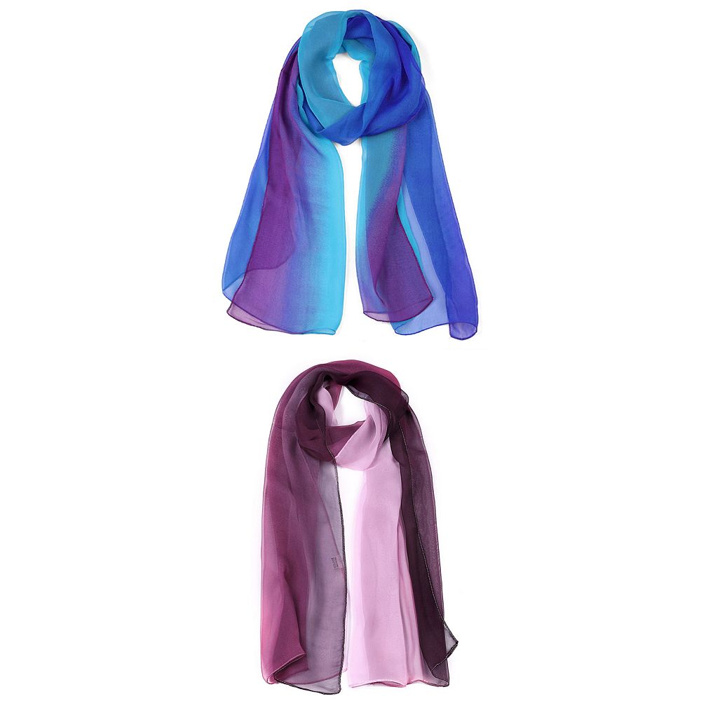 Long Chiffon Lightweight Scarf Gradient Color Scarves Spring Summer For ...