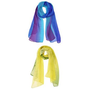 Long Chiffon Lightweight Scarf Gradient Color Scarves Spring Summer For Women