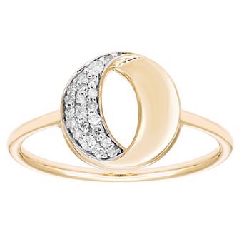 Boston Bay Diamonds 14k Gold Over Sterling Silver 1/8 Carat T.W. Diamond Crescent Ring
