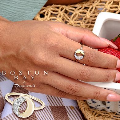 Boston Bay Diamonds 14k Gold Over Sterling Silver 1/8 Carat T.W. Diamond Crescent Ring