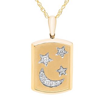 Boston Bay Diamonds 14k Gold Over Sterling Silver 1/5 Carat T.W. Diamond Star Moon Pendant Necklace
