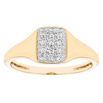 Boston Bay Diamonds 14k Gold Over Sterling Silver 1/6 Carat T.W. Diamond Signet Ring