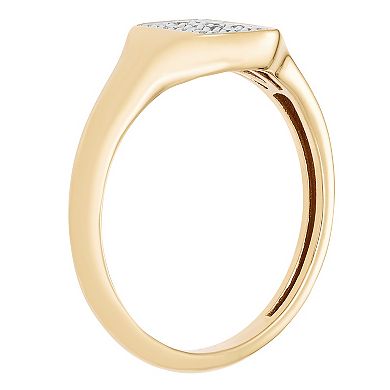 Boston Bay Diamonds 14k Gold Over Sterling Silver 1/6 Carat T.W. Diamond Signet Ring