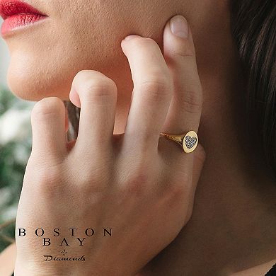 Boston Bay Diamonds 14k Gold Over Sterling Silver 1/8 Carat T.W. Diamond Signet Heart Ring