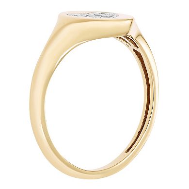 Boston Bay Diamonds 14k Gold Over Sterling Silver 1/8 Carat T.W. Diamond Signet Heart Ring