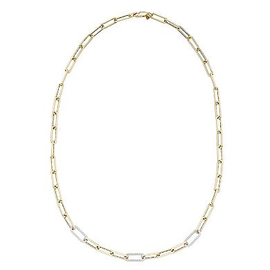Boston Bay Diamonds 14k Gold Over Sterling Silver 1/10 Carat T.W. Diamond Chain Link Necklace