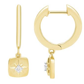 Boston Bay Diamonds 14k Gold Over Sterling Silver Diamond Accent Square Drop Earrings