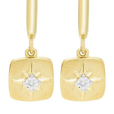 Boston Bay Diamonds 14k Gold Over Sterling Silver Diamond Accent Square Drop Earrings